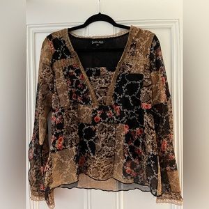 90s patchwork fairy blouse with slit sleeves